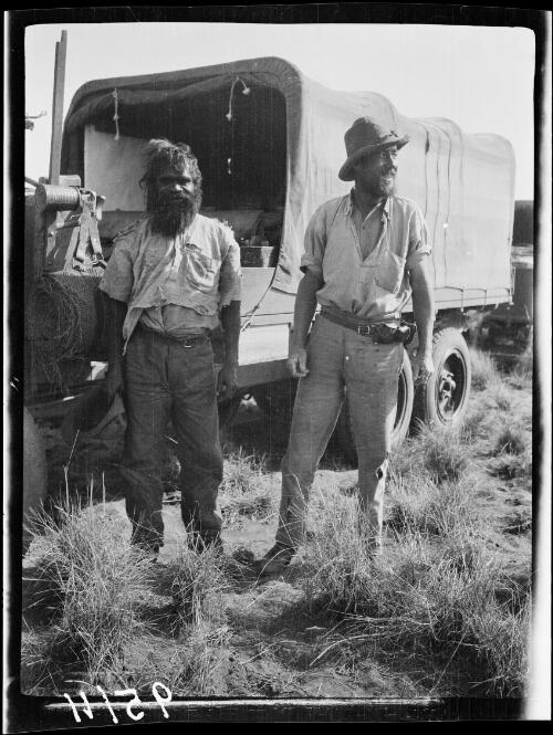 Harry Tilmouth standing with an Aboriginal Australian man, Northern Territory, 1928 / Michael Terry