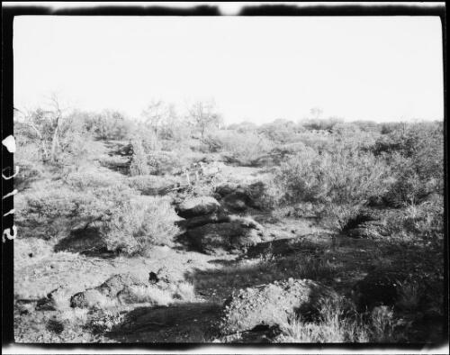 The expedition's Morris Commercial truck part way down a rocky hill side, Central Australia?, approximately 1930 / Michael Terry