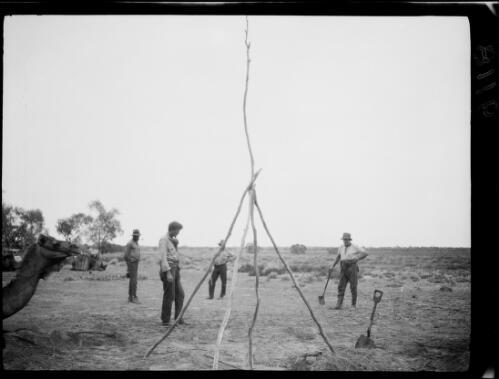 Expedition team at the site of Lasseter's message, Lake Christopher region, Western Australia, 1932 / Michael Terry