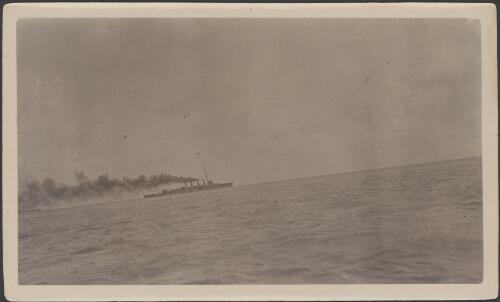 HMAS Sydney just as the fight commenced, Cocos (Keeling) Islands, November, 1914 [picture]
