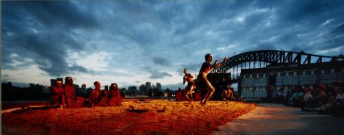 The Munyarryun family with Bangarra Dance Theatre in Laka bunkul from the Dance clan season, performed at Pier 4/5, Walsh Bay, Sydney, November, 1998, [1] [picture] / Tim Webster
