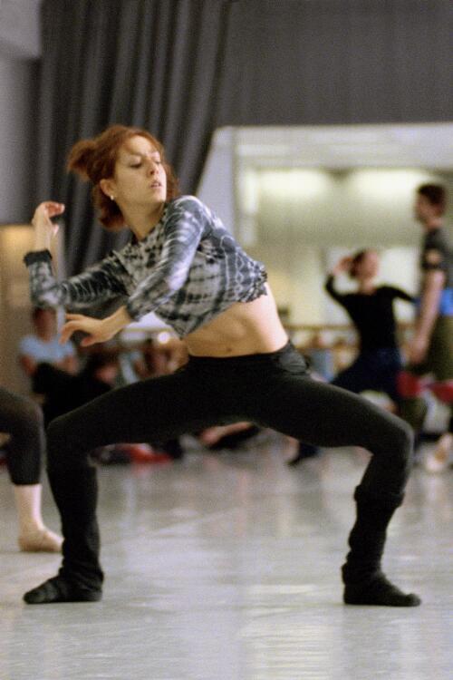 Australian Ballet's Nicole Rhodes rehearsing Rites, Australian Ballet studios, Melbourne, October 1997 [picture] / Tim Webster