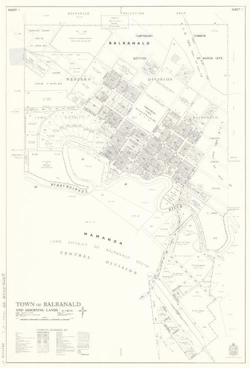 Town of Balranald and adjoining lands : Parishes - Balranald and Mamanga, County - Caira, Land Districts - Balranald and Balranald South, Shire - Balranald / Central Mapping Authority, Department of Lands, New South Wales