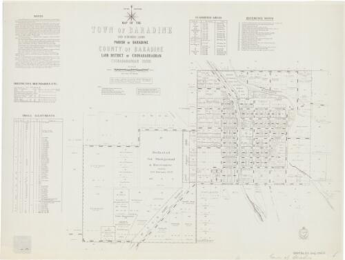 Map of the town of Baradine and suburban lands [cartographic material]  : Parish of Baradine, County of Baradine, Land District of Coonabarrabran, Coonabarabran Shire / compiled, drawn and printed at the Department of Lands, Sydney, N.S.W