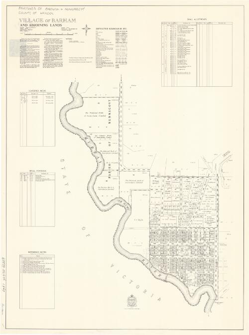 Village of Barham and adjoining lands [cartographic material]  : Parish - Barham & Nunnagoyt, County - Wakool, Land District - Deniliquin, Shire - Wakool / printed & published by Dept. of Lands Sydney