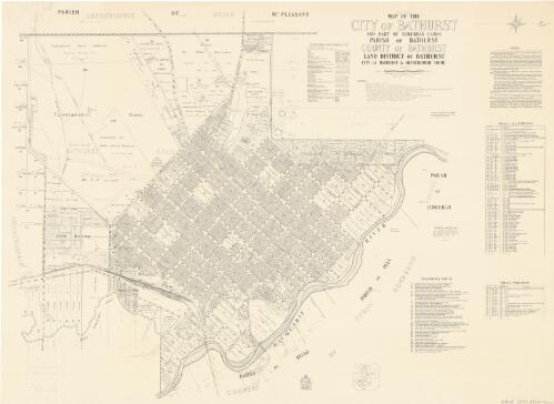 Map of the city of Bathurst and part of suburban lands : Parish of Bathurst, County of Bathurst, Land District of Bathurst, City of Bathurst & Abercrombie Shire / compiled, drawn and printed at the Department of Lands, Sydney, N.S.W