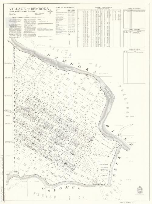 Village of Bemboka and adjoining lands [cartographic material] : Parish - Colombo, County - Auckland, Land District - Bega, Shire - Mumbulla / printed and published by Dept. of Lands Sydney