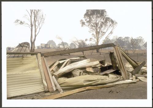 Ruins of garages at Stromlo Forestry Headquarters, [19 January 2003] [picture] / Jeff Cutting