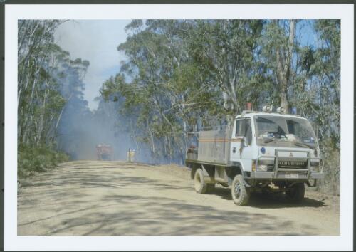 With severe fire weather developing, a combined ACT & NSW task force is preparing to stabilise the curtailed backburning along Mount Franklin Road near Picadilly Circus, [17 January 2003] [picture] / Jeff Cutting
