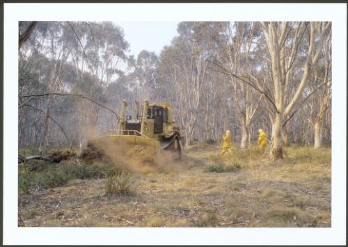 A heavy bulldozer brushing up the old ACT-NSW border trail on Bendora Hill in preparation for back burning, 11th January 2003 [picture] / Jeff Cutting