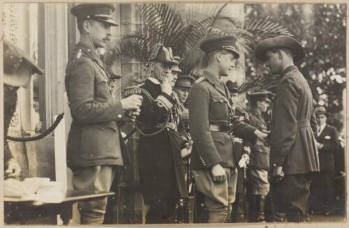 H.R.H. [Edward, Prince of Wales] decorating Australian soldiers, [1920] [picture] / [Gordon Harrison?]