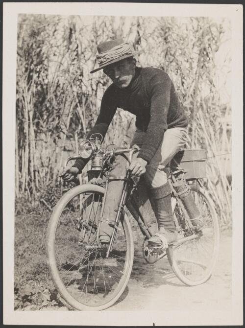 [Francis Birtles on his bicycle] [picture]
