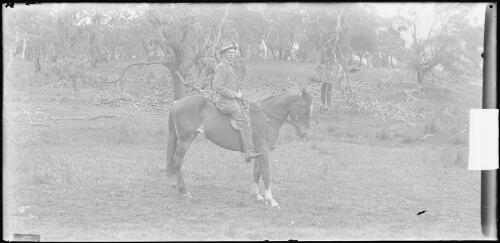 Thomas Griffith Taylor mounted on a horse, Australian Capital Territory, Canberra, 1913 [picture]