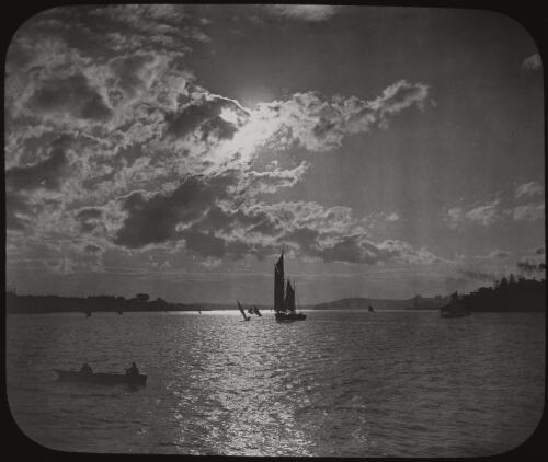 Sydney Harbour at sundown, New South Wales, ca.1892 [transparency] / Fred Hardie