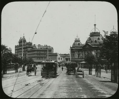 Spring Street, Melbourne, ca.1892 [transparency] / Fred Hardie