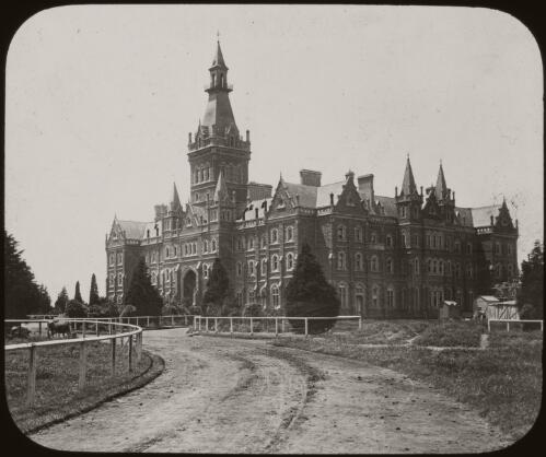 Ormond College, Melbourne University, Victoria, ca.1892 [transparency] / Fred Hardie