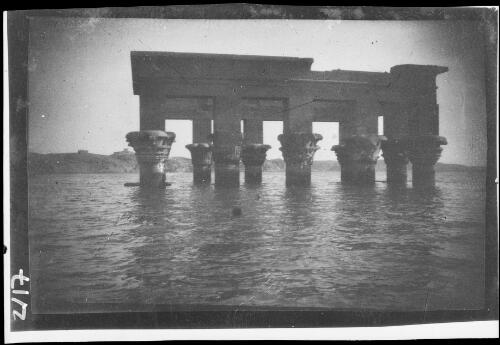 Temple of Philae, partly submerged Kiosk of Trajan in Aswan Dam on Philae Island, Egypt, before relocation, early 20th century [picture] / Rex Nan Kivell