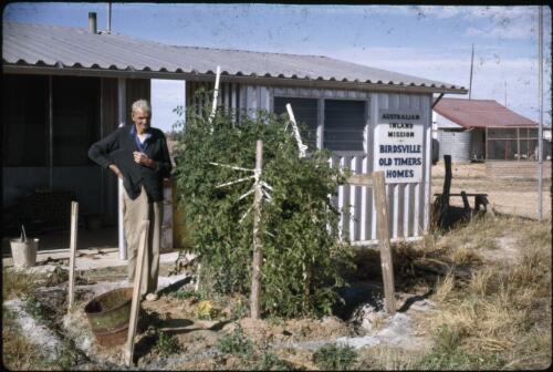 An elderly man at the Australian Inland Mission Old Timers Homes, Birdsville, Queensland, ca. 1960 [transparency] / Les McKay