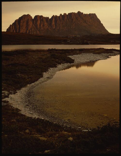 Cradle Mountain and Kathleens Pool, Cradle Mountain-Lake St Clair National Park, Tasmania, 1982, 2 [transparency] / Peter Dombrovskis
