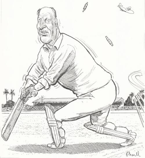 Kerry Packer [as a cricket batsman] [picture] / O'Neill