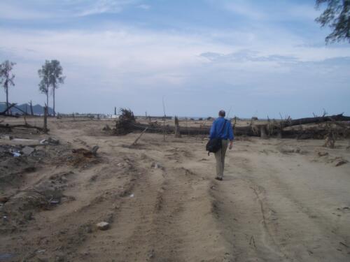 [Dan Hunt, a member of the AusAID CARE International team, surveys the tsunami-devastated landscape in Banda Aceh, Indonesia, February 2005] [picture] / AusAID