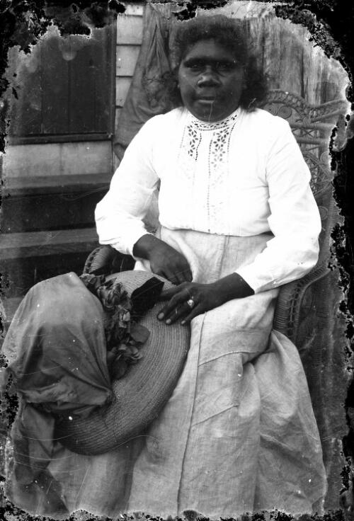 Aggie Emerson  seated, Clermont, Queensland, ca. 1910 [picture] / Gordon Cumming Pullar