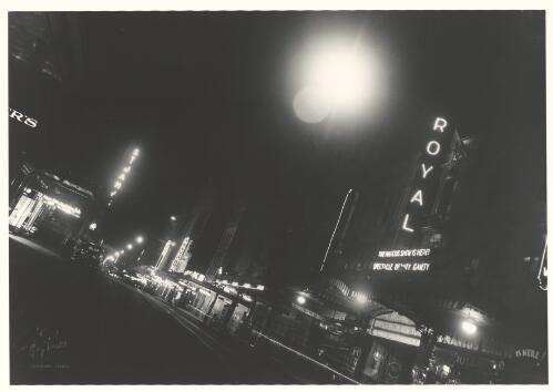 Old Theatre Royal, Sydney, night streetscape, 1937 [picture] / Geoffrey Powell