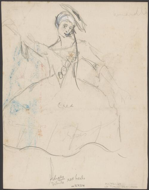 [Pencil sketch of a female dancer, Pavlova Ballet, 1929] [picture] / Enid T. Dickson