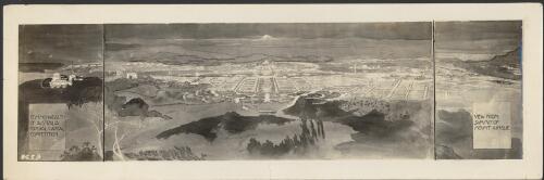 Commonwealth of Australia Federal Capital Competition : view from summit of Mount Ainslie, [1] [picture] / [Marion Mahony Griffin]