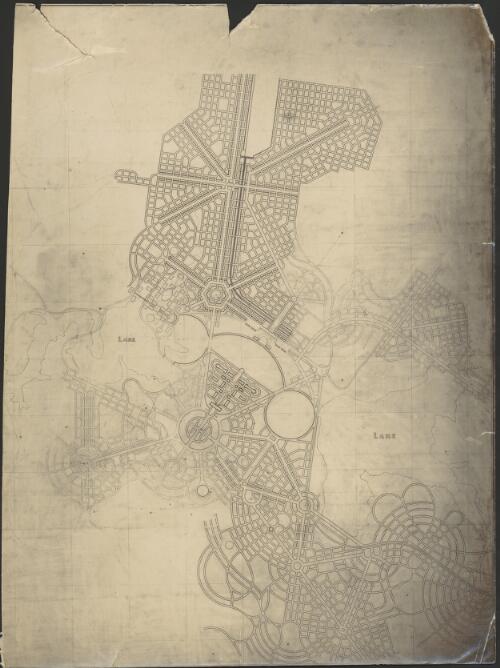 [Plan of proposed layout of the city of Canberra and environs showing streets, ca. 1911-1912]