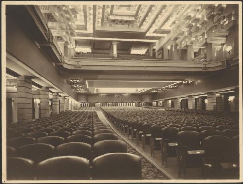 Interior view of seating, inside main theatre, Capitol Theatre, Swanston Street,  Melbourne, Victoria, [1] [picture] / [Walter Burley Griffin]