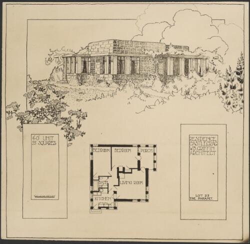 Residence, Lot 33, The Parapet, residence Castlecrag, Sydney, New South Wales, [1] [picture] / Walter Burley Griffin