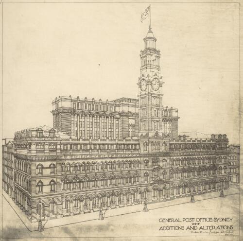 Perspective of General Post Office, Sydney showing proposed additions and alterations,  [1] [picture]