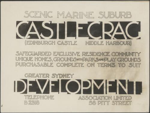 Scenic marine suburb, Castlecrag, (Edinburgh Castle, Middle Harbour)] [picture] / Greater Sydney Development Association Limited
