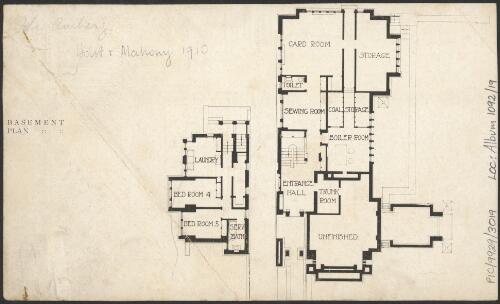 Basement plan, Mr Amberg [picture] / [Marion Mahony Griffin and Hermann V. Von Holst]