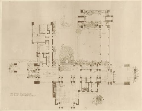 The first floor plan, [residence of Mr. C. H. Wills, Detroit, Michigan] [picture] / [Marion Mahony Griffin]