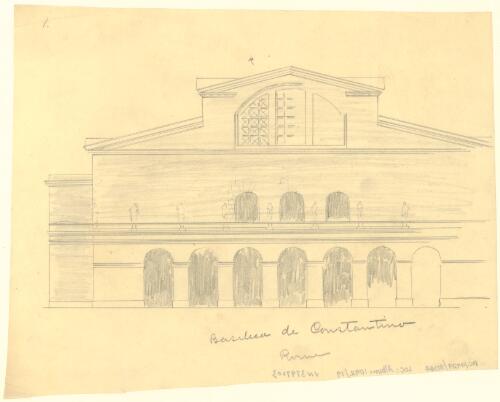 Front elevation, Basilica di Constantino, Rome, [2 levels] [picture] / [Walter Burley Griffin]