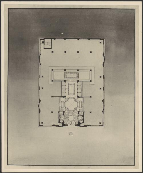 First floor plan of Chicago Tribune Tower competition, ca. 1921, [1] [picture] / Walter Burley Griffin