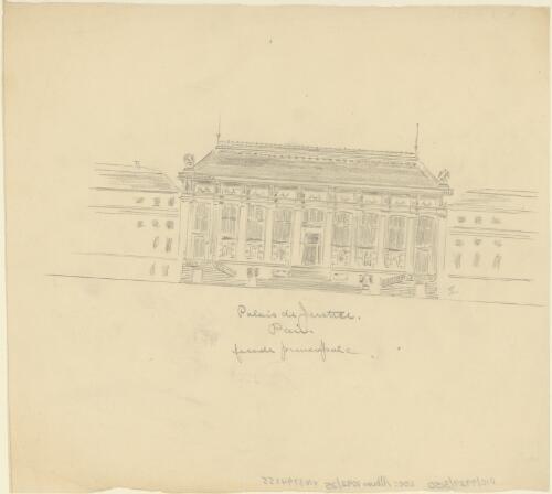 Palais de Justice, Paris, facade principale [picture] / [Walter Burley Griffin]