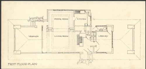 First floor plan of dwelling for Mr. W. B. Sloane residence, Elmhurst, Ilinois [picture] / [Walter Burley Griffin]