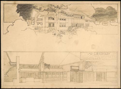 [Elevation and cross section] Mr. G.B. Cooley, Monroe, Louisiana, dwelling, [1] [picture] / Walter Burley Griffin