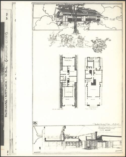[Elevation and cross section] Mr. G.B. Cooley, Monroe, Louisiana, dwelling, [2] [picture] / Walter Burley Griffin