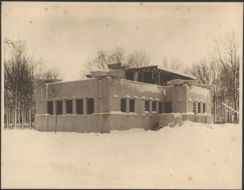 Exterior view of dwelling for Mr  E.L. Springer, Kenilworth, Illinois, [2] [picture] / Walter Burley Griffin