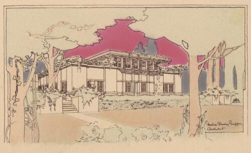 Perspective of dwelling for F.P. Marshall, Kenilworth, U.S.A., [1] [picture] / Walter Burley Griffin