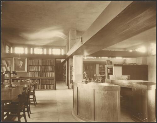 Interior view of Stinson Memorial Library, Anna, Illinois, [2] [picture] / Walter Burley Griffin