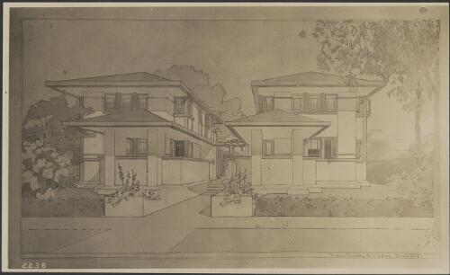 Perspective of John Gauler houses, Chicago, Illinois, 1908, [1] [picture] / Walter Burley Griffin