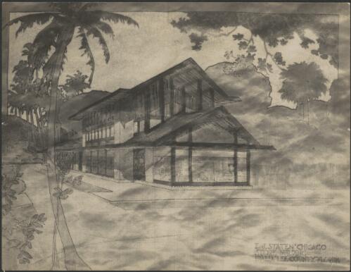 Perspective view of E. J. Staten, Chicago store building, Idalia, Lee County, Florida [picture] / Walter Burley Griffin