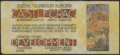 Scenic harbour suburb, Castlecrag, (Edinburgh Castle, Middle Harbour), [1] [picture] / Greater Sydney Development Association Limited