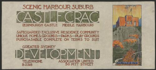 Scenic harbour suburb, Castlecrag, (Edinburgh Castle, Middle Harbour), [3] [picture] / Greater Sydney Development Association Limited