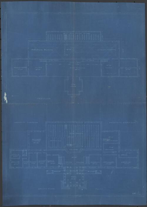 [Ground and first floor plans for Lucknow University Library] [picture] / Walter Burley Griffin